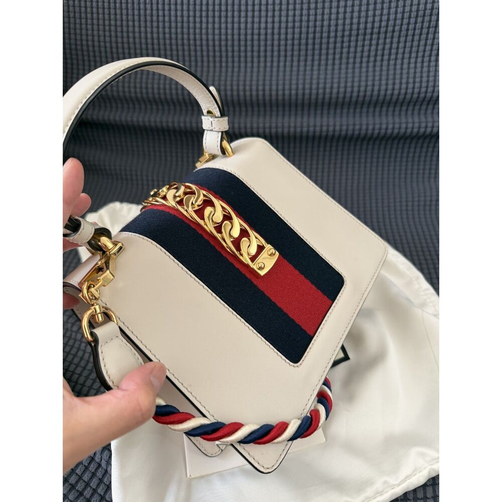 Gucci Mini Sylvie - Top Handle Bag White Calfskin - w/Dust Bag - Picture 3 of 8